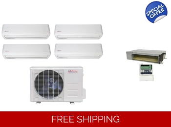 Norton 4-Zone 22.5 SEER2 Mini Split Heat Pump (-13°F) 11.5 EER/9 HSPF (R410a)